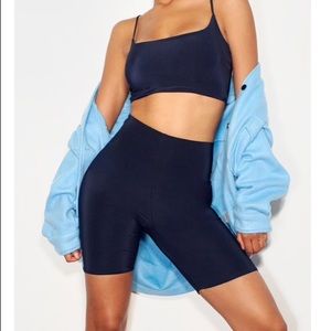 NWT PrettyLittleThing Navy Slinky Biker Shorts